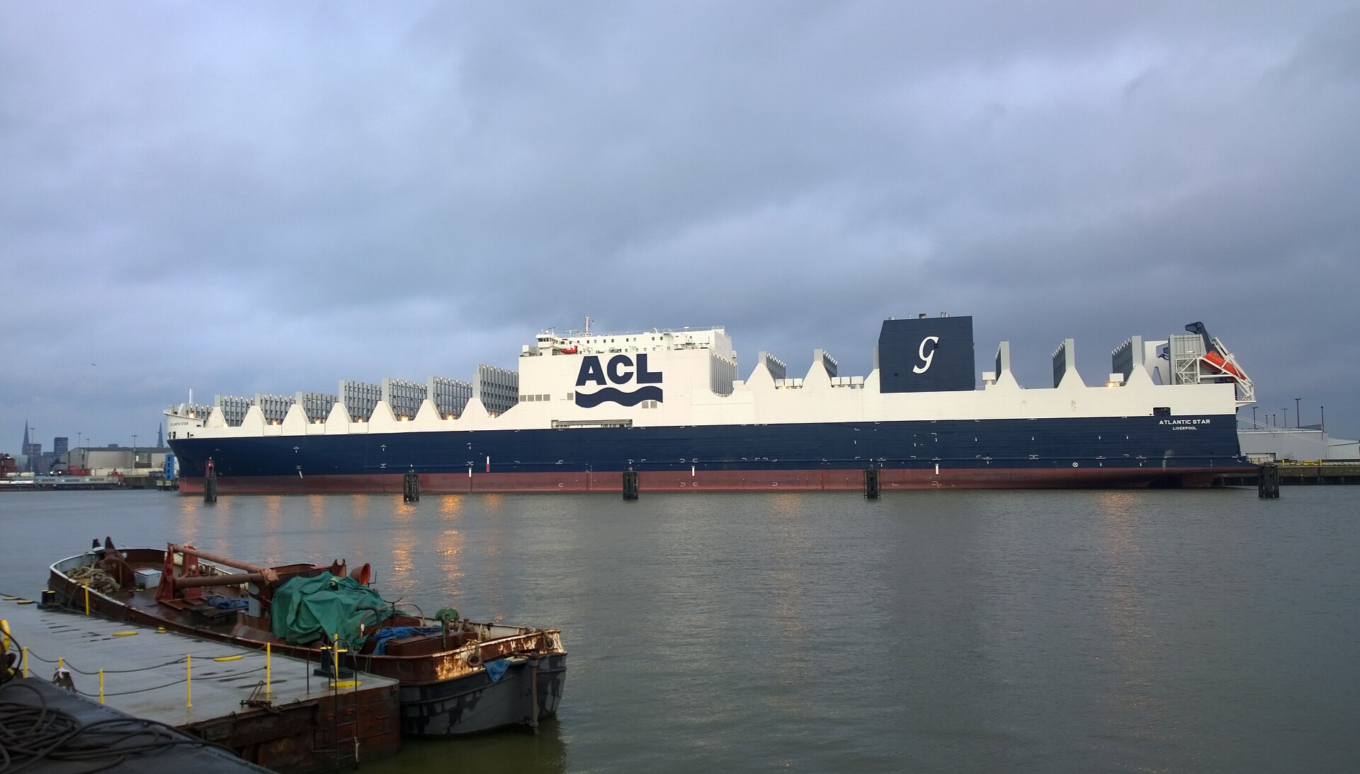 Germany PMI October 2026 — the container and roll-on/roll-off ship Atlantic Star at the O'Swaldkai terminal in the Port of Hamburg, as export orders rose for a third straight month