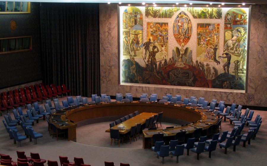 The UN Security Council chamber, where China and Russia vetoed renewal of the Iran sanctions Panel of Experts.