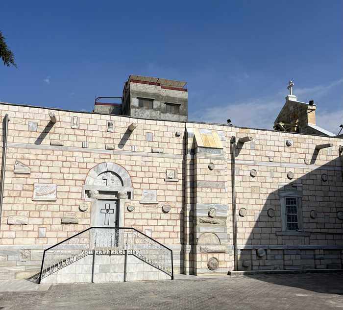 Saint Porphyrius Church in Gaza City, a landmark of the city where the Ali al-Amoudi strike took place