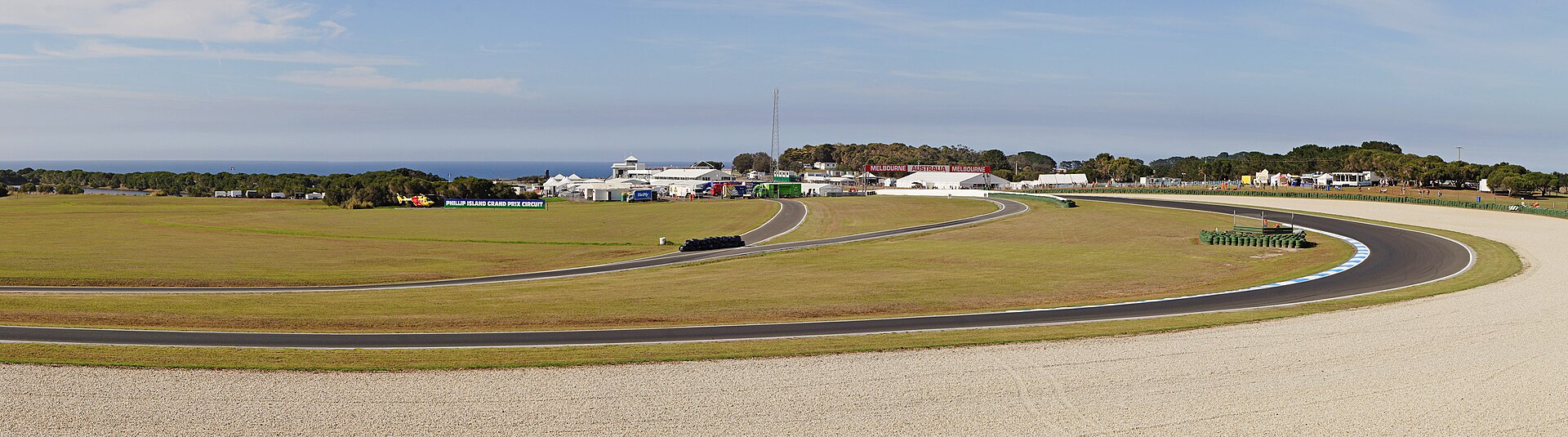 Phillip Island Grand Prix Circuit panorama with the ocean behind the track, Australian MotoGP cancelled farewell weekend