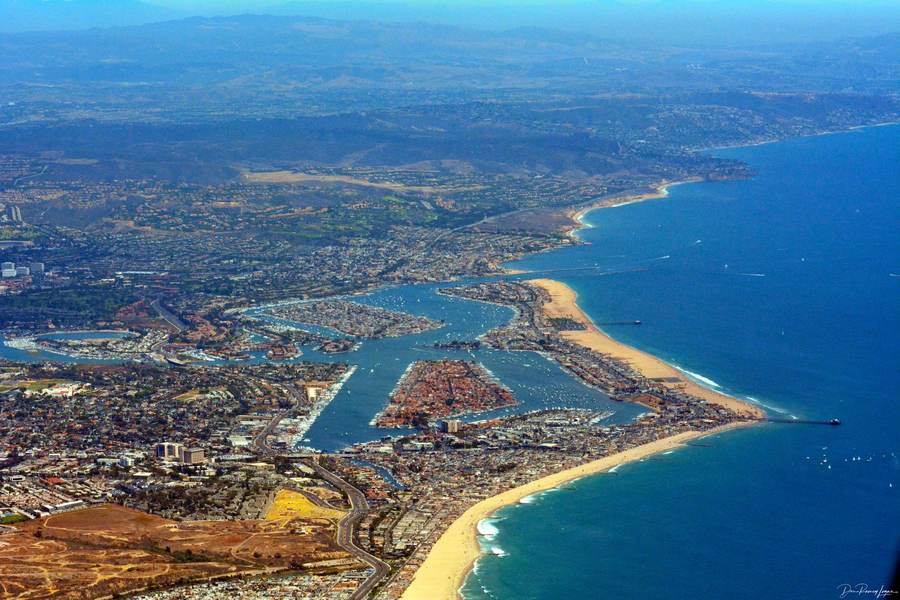Newport Beach coastline and harbor, Orange County, California