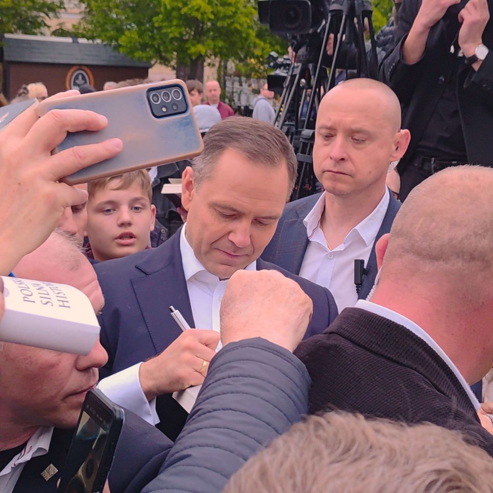 President Karol Nawrocki at a campaign rally in Płock in May 2025