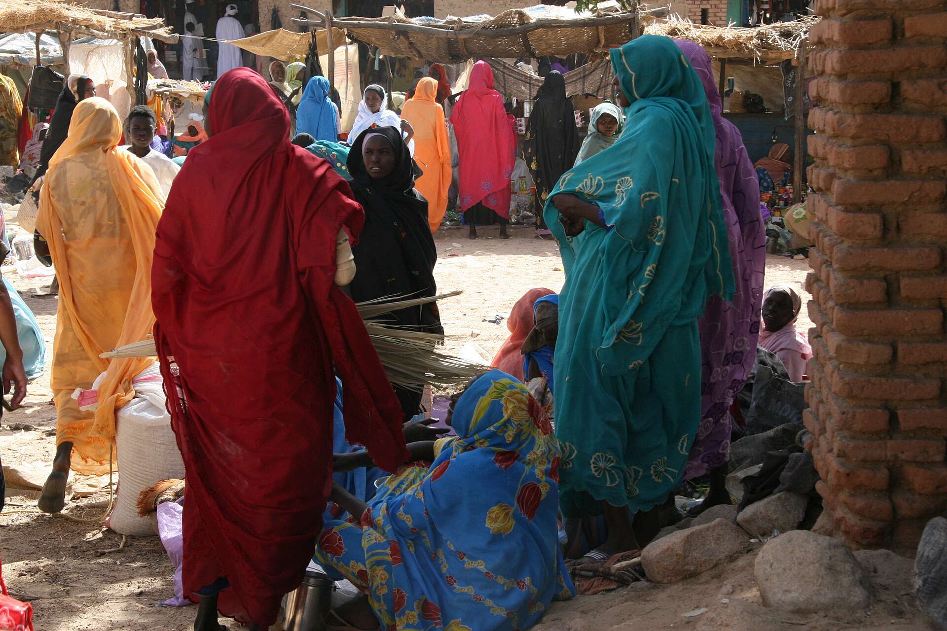 Women shoppers at a market in Darfur in 2008, in a file photograph — Darfur’s markets remain central to daily life as the Sudan drone war over Darfur reaches them