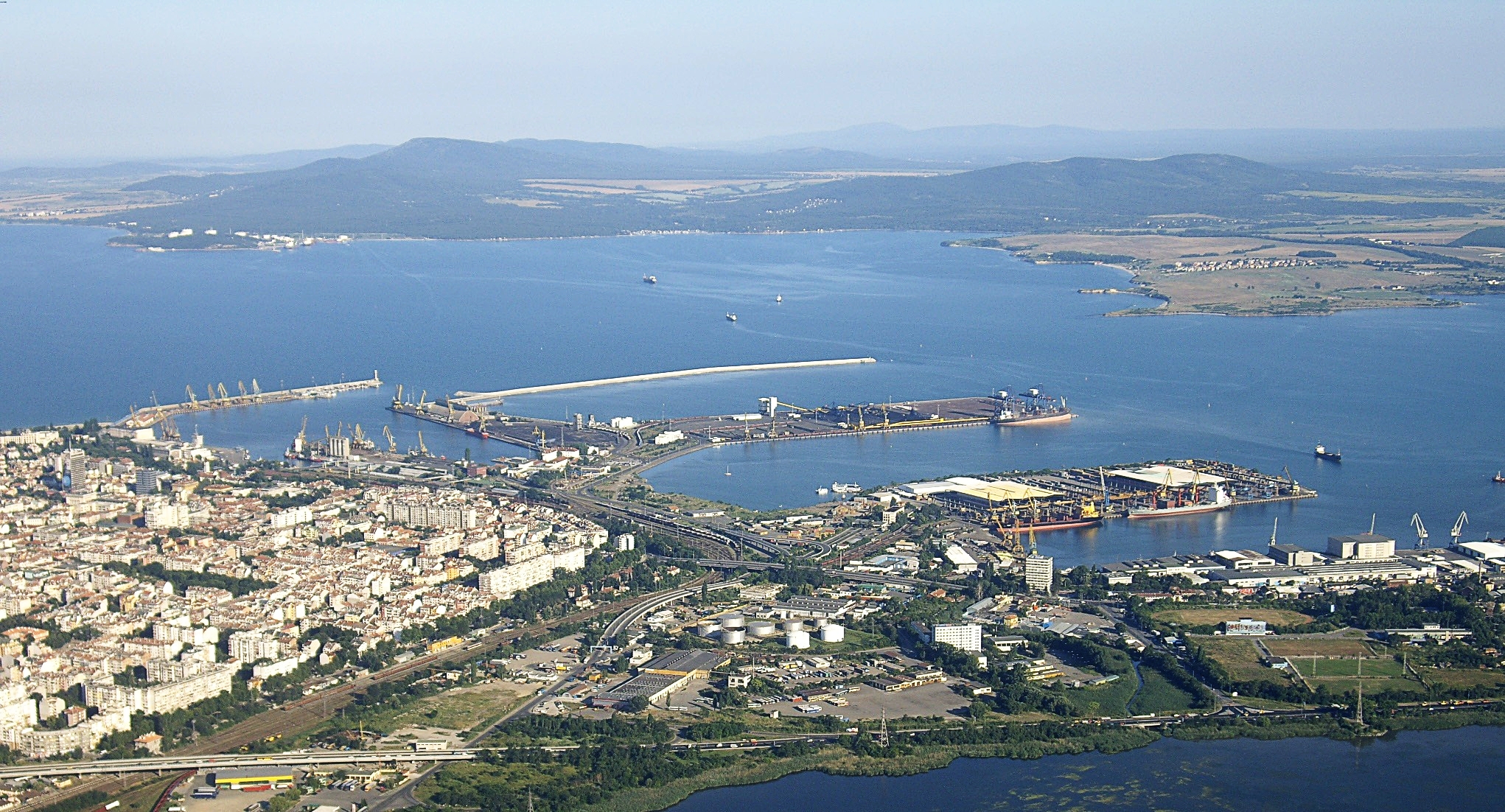Burgas harbour on Bulgaria’s Black Sea coast, the host city of the Eurovision Song Contest 2027