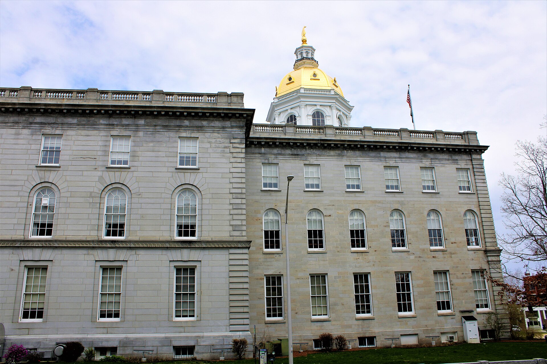 The New Hampshire State House in Concord, as Newsom's reaction to the Guilfoyle removal draws attention in the first-in-the-nation primary state