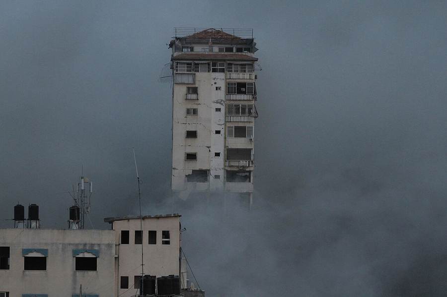 Damaged apartment tower in Gaza City, context for the Gaza apartment strike October 2026 in Rimal