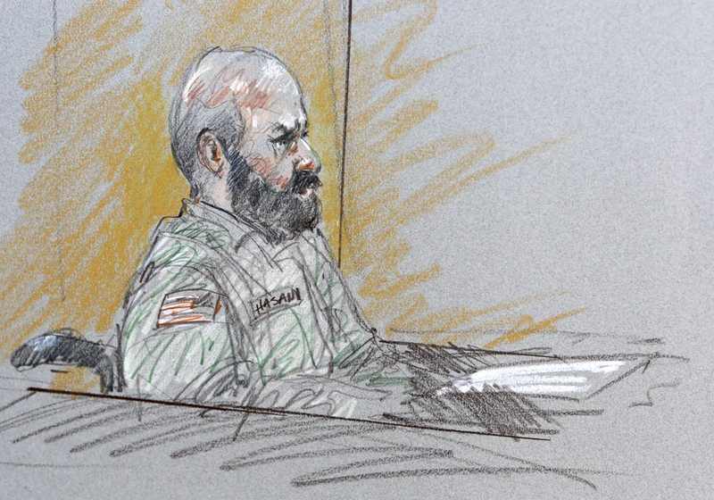 Nidal Hasan during his 2013 court-martial at Fort Hood
