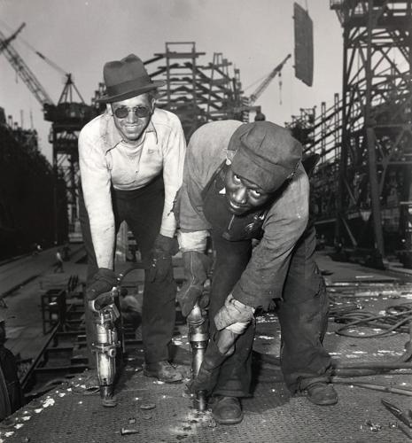 Bethlehem Steel workers at Sparrows Point during World War II, part of Baltimore's shipbuilding history