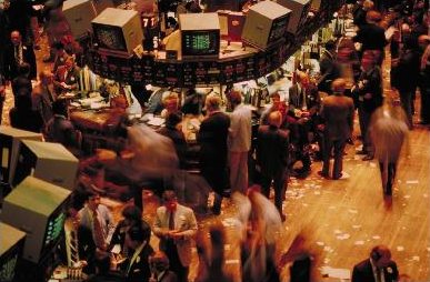 New York Stock Exchange trading floor as stocks sell off on surging bond yields