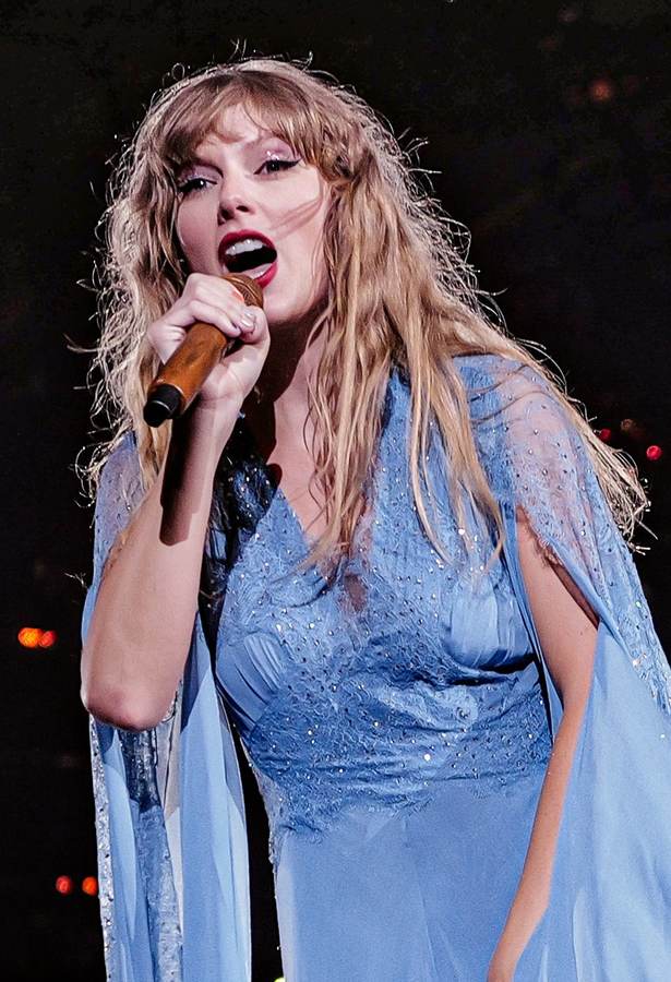 Taylor Swift performing during the folklore set of the Eras Tour — she won Video of the Year at the 2026 MTV VMAs for 'The Fate of Ophelia'