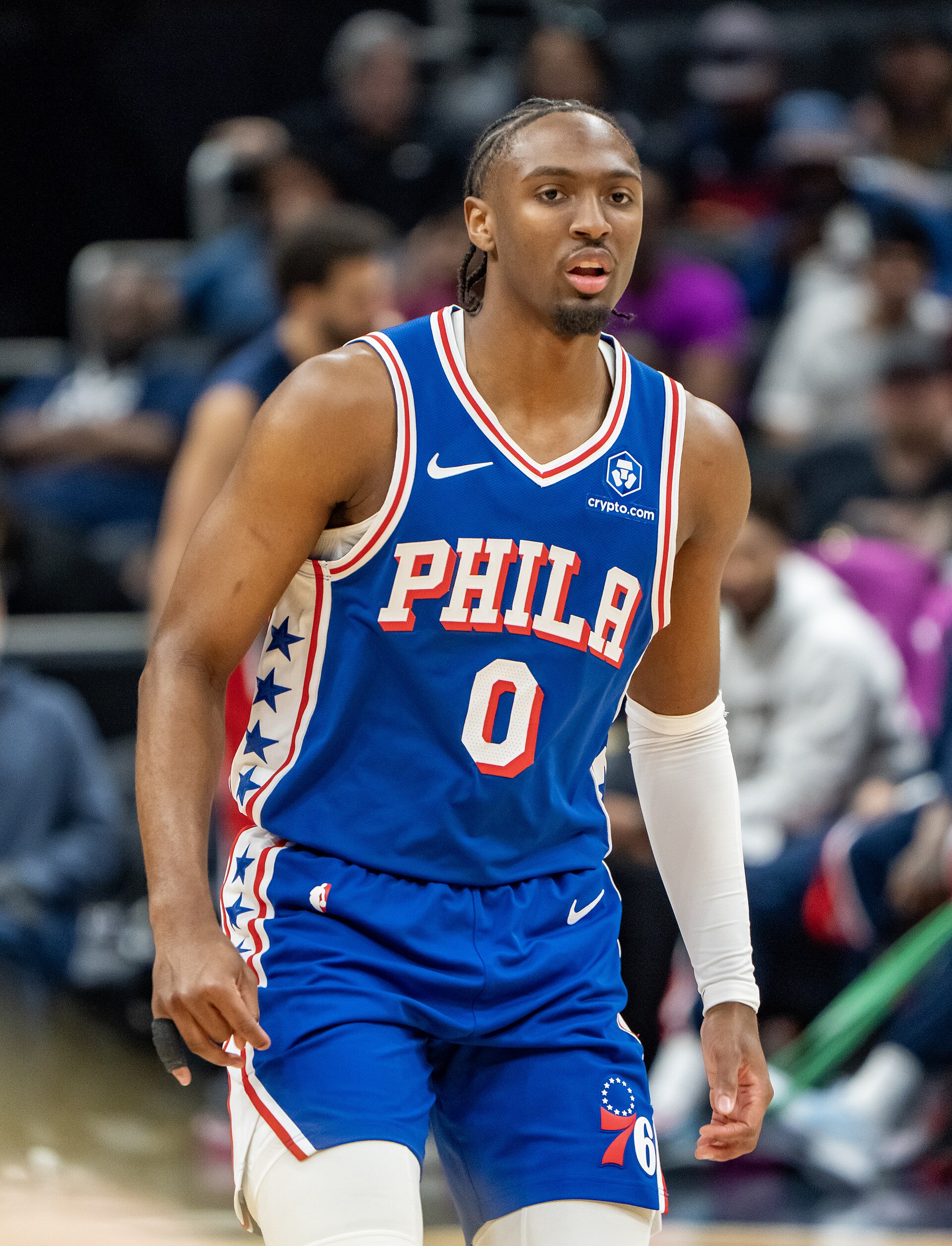 LeBron James 76ers debut — Tyrese Maxey in a Philadelphia 76ers uniform in 2026