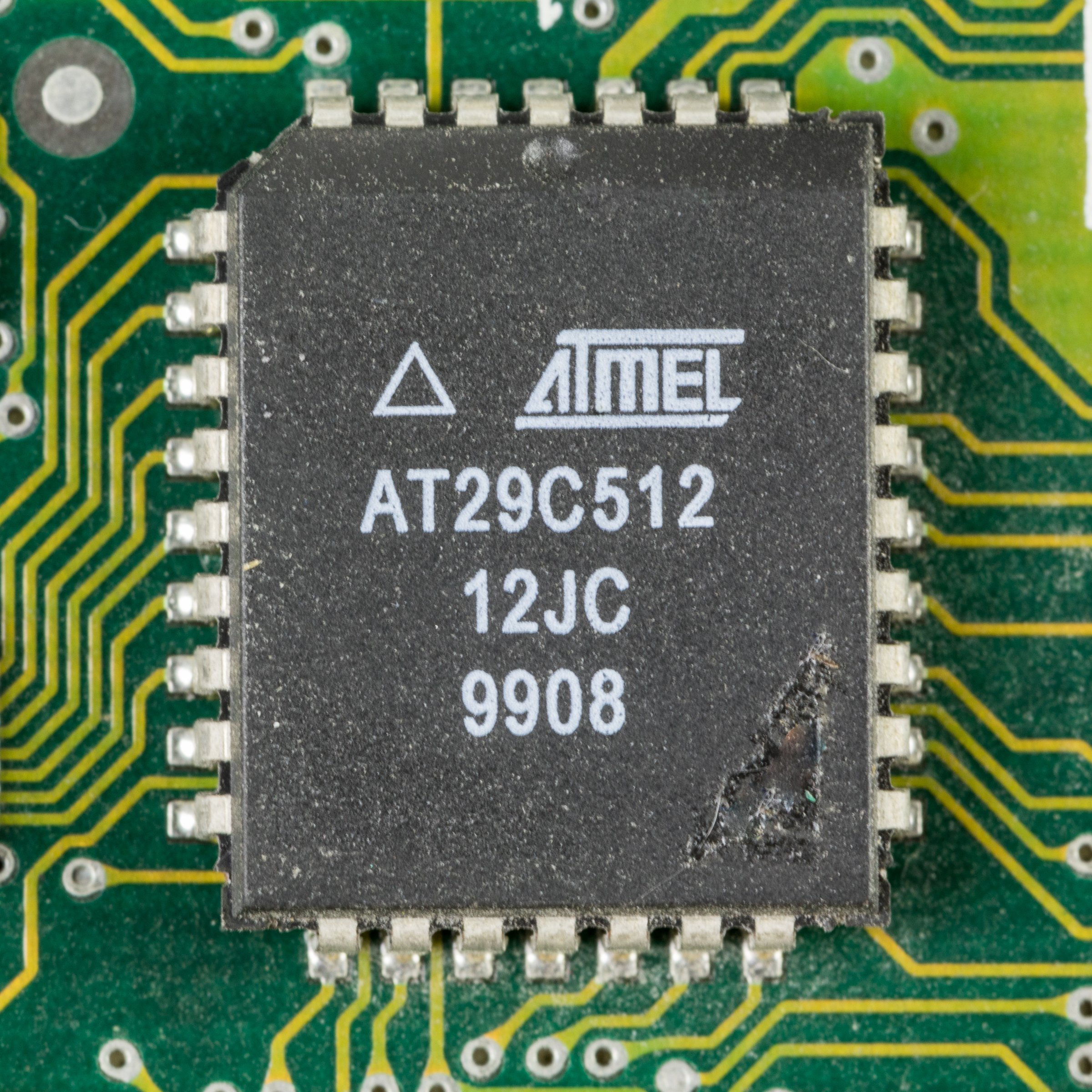 Macro view of a processor chip on a graphics card