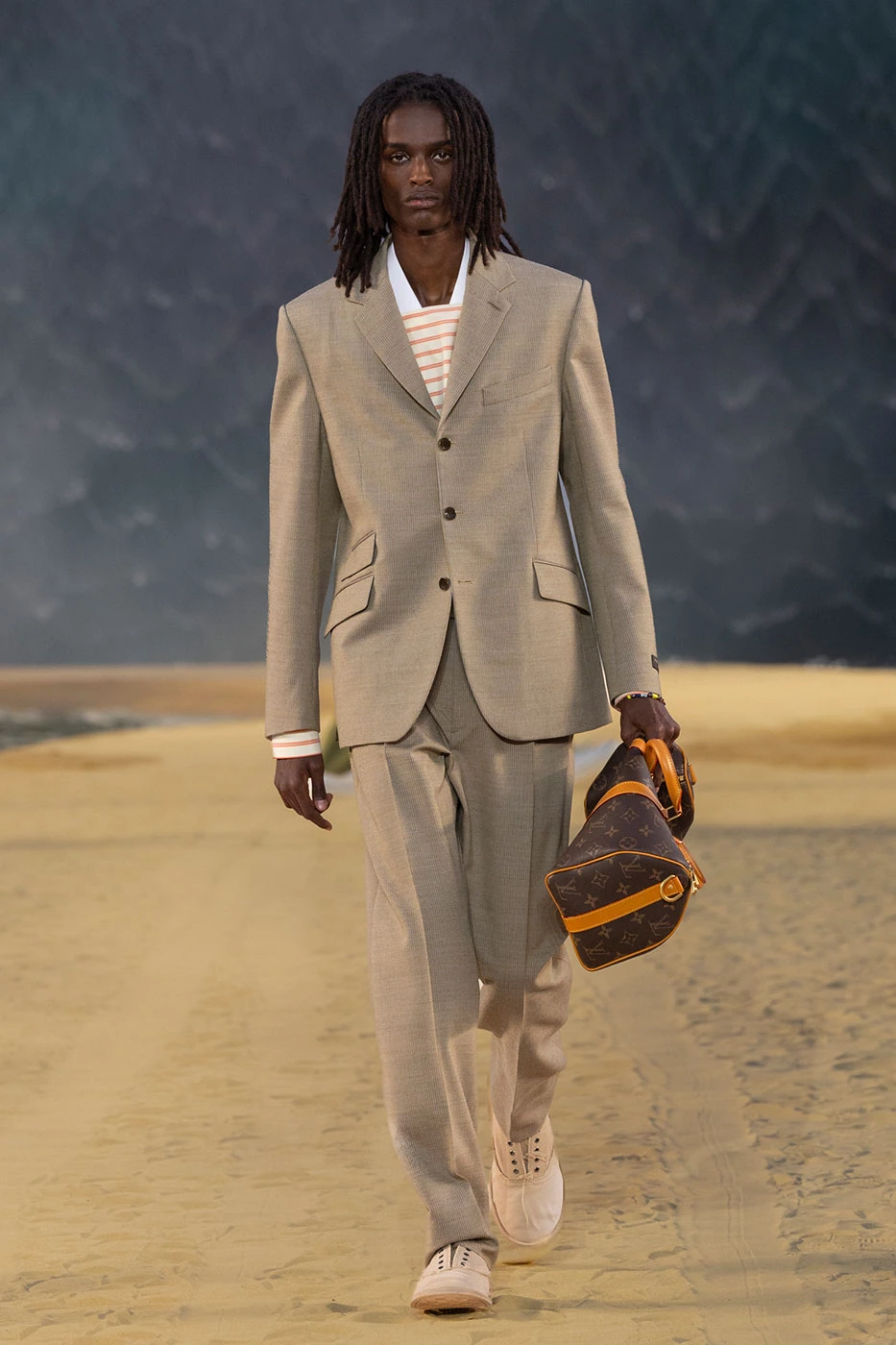 Louis Vuitton menswear on the spring-summer 2027 runway in Paris