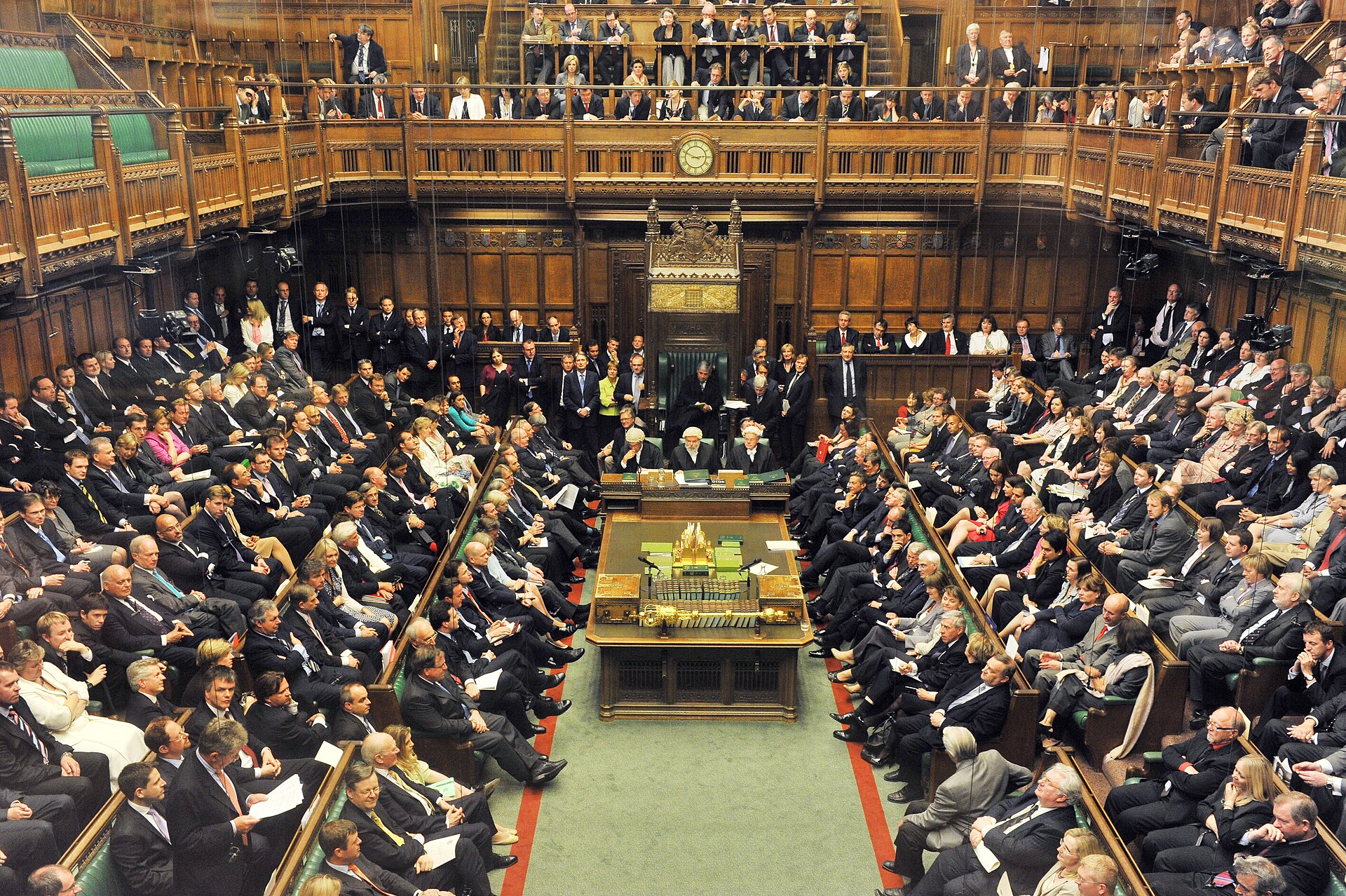The packed chamber of the House of Commons in London, where Chancellor John Healey announced the Britain £10 billion Ukraine support package in his first Budget