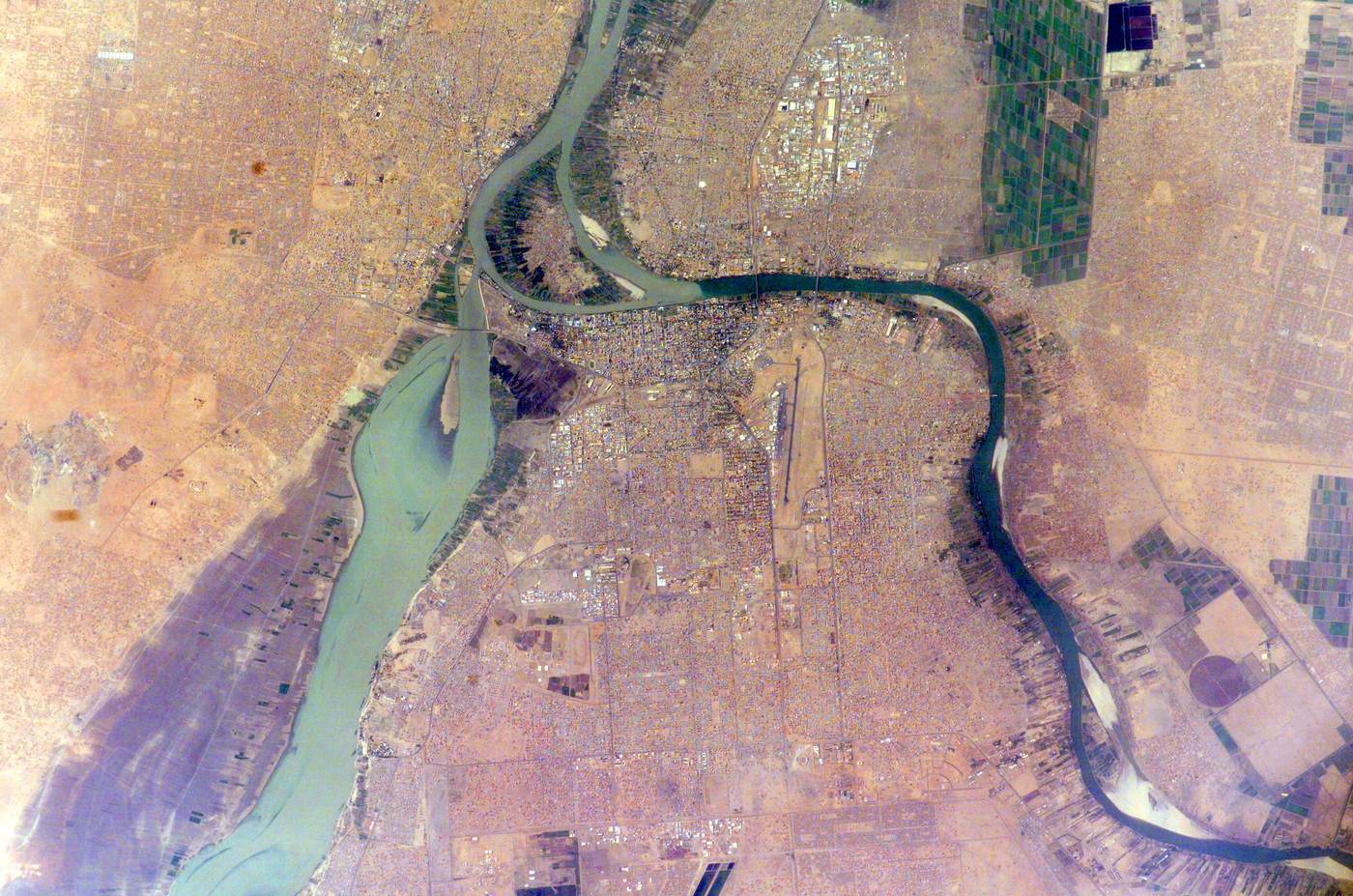 Khartoum and Omdurman at the meeting of the Blue and White Nile in Sudan