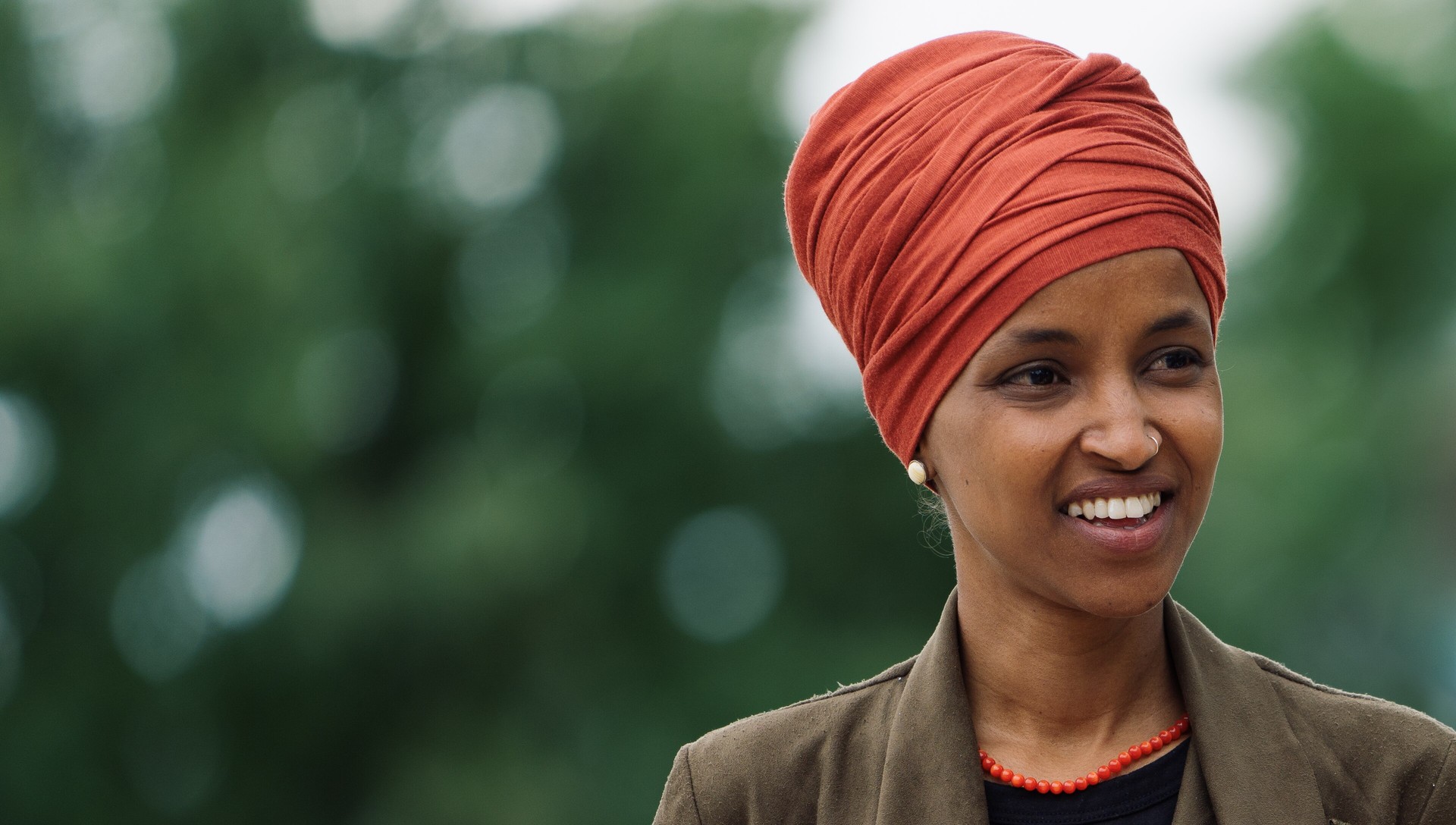 Rep. Ilhan Omar at the Minnesota DFL headquarters in St. Paul in 2020 — file photo