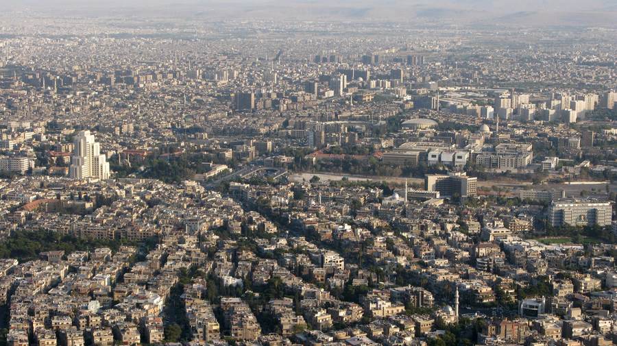 Panoramic view of Damascus, seat of the Syrian government that reportedly met Hezbollah representatives in Turkey