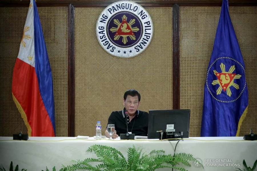 Rodrigo Duterte presiding over a Philippine government meeting during his presidency
