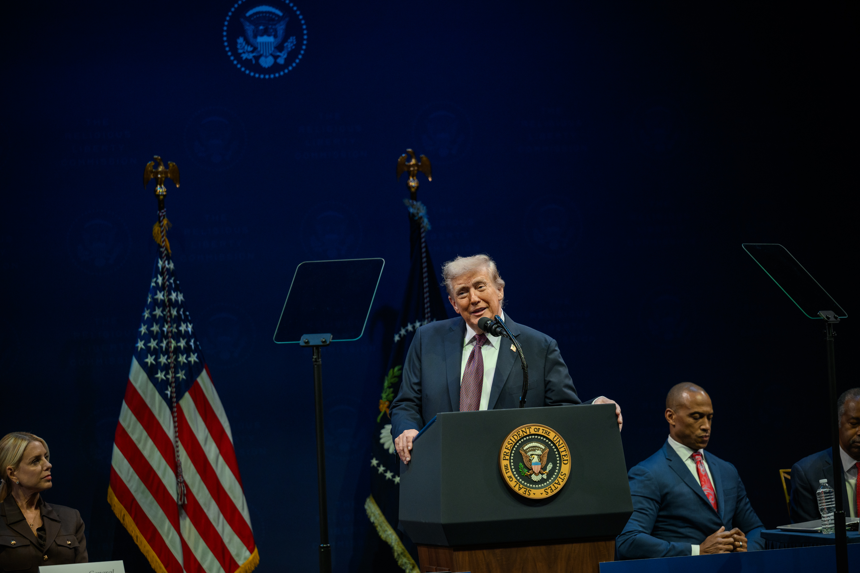 President Donald Trump speaking in Washington, Trump Ukraine refinery strikes interview