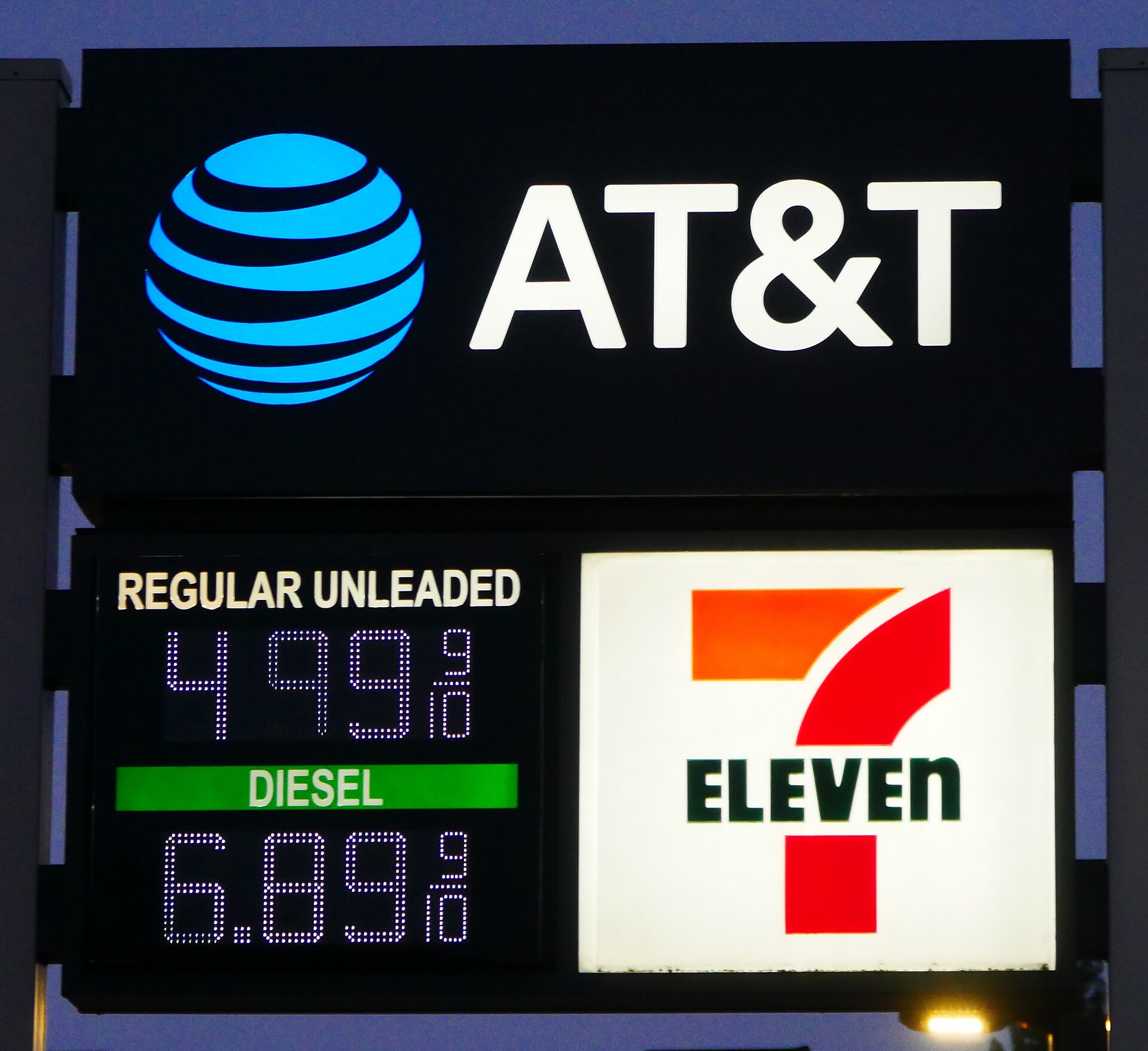 Diesel price $6.30 a gallon — a station price sign in Eugene, Oregon showing diesel at $6.89 a gallon in September 2026 (file photo)