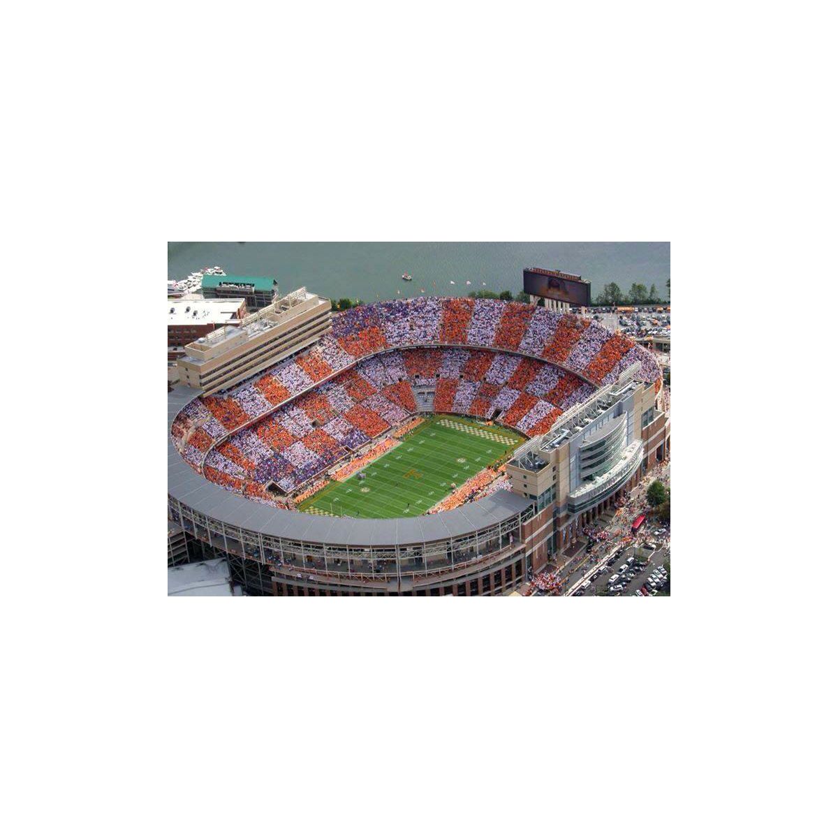 Checker Neyland crowd in orange and white checkers at Neyland Stadium during the Texas vs Tennessee football game