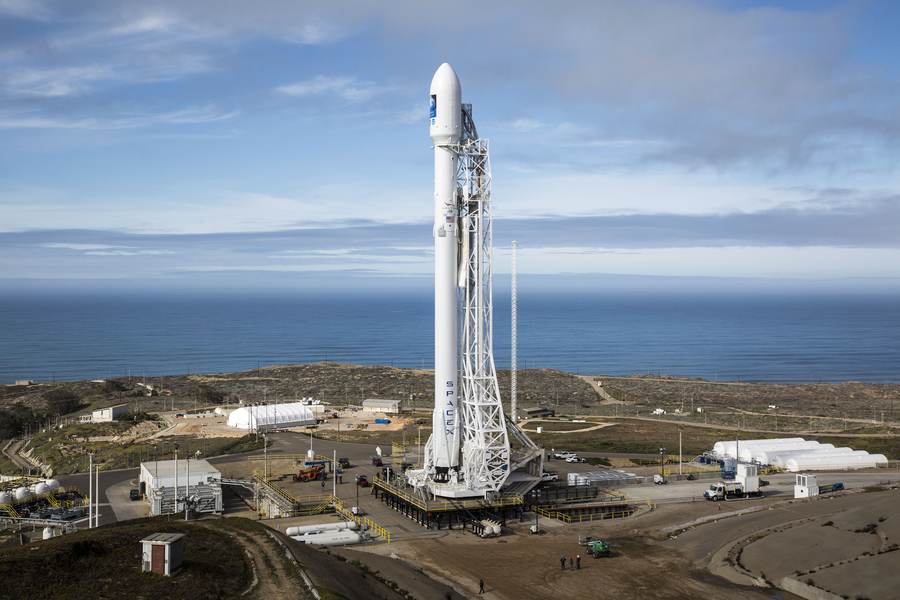 SpaceX Falcon 9 rocket on the launch pad ahead of the Crew-13 mission to the ISS