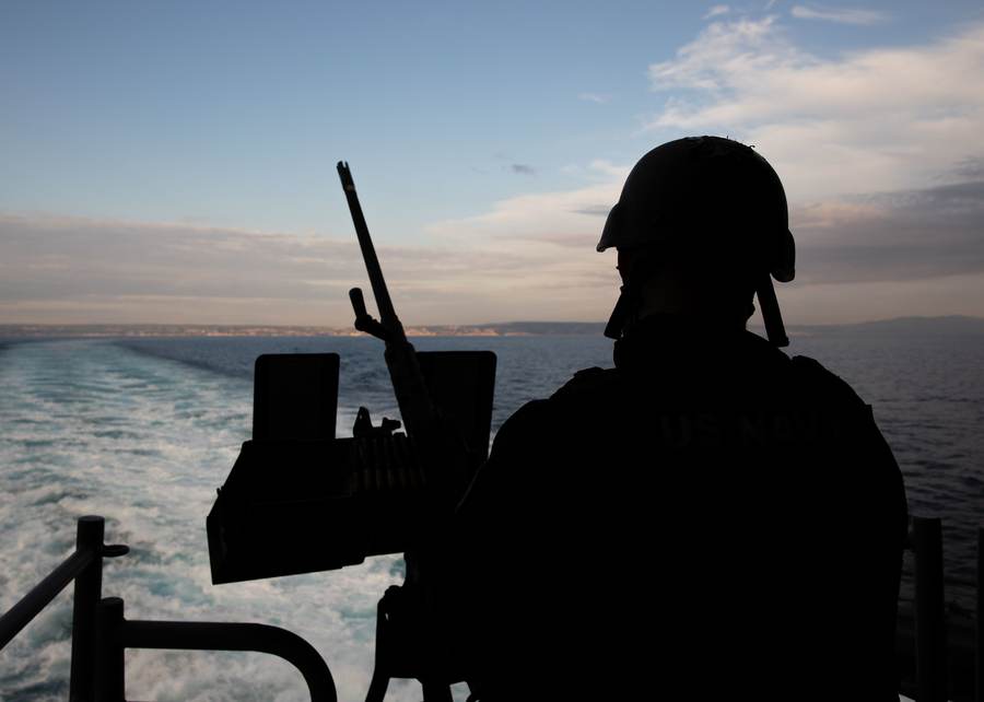 USS George H.W. Bush turns toward open water after departing Marseille