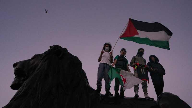Pro-Palestine demonstrators in Trafalgar Square, London, in October 2023
