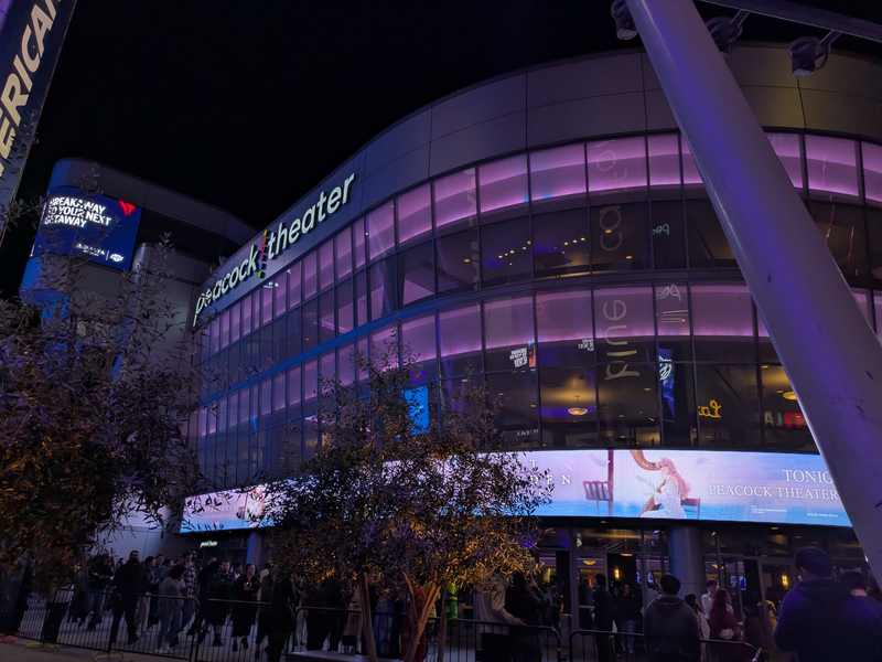 Peacock Theater exterior in Los Angeles during the final year before the Emmys move to Prime Video