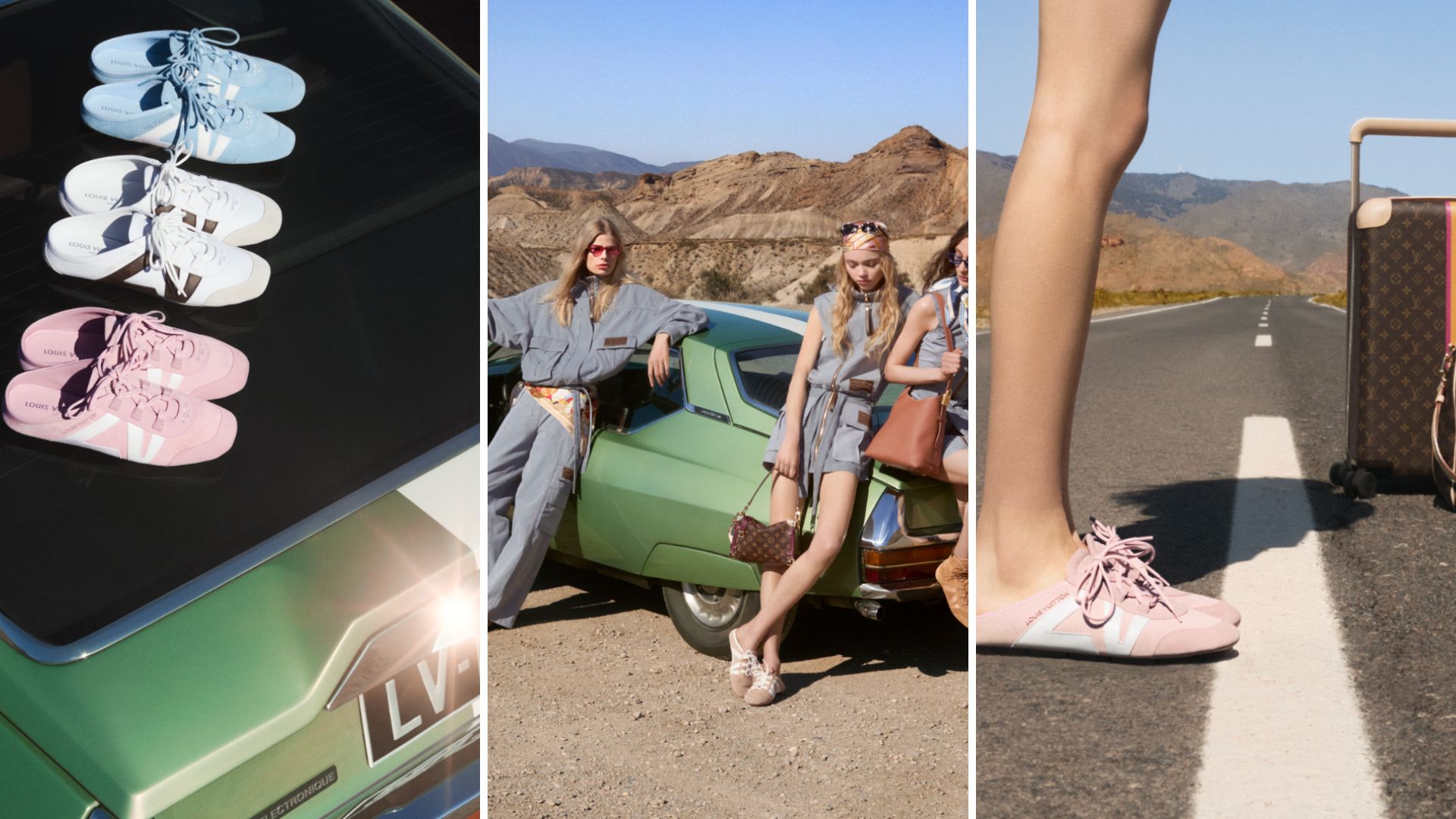 Louis Vuitton Flight Mode collection photographed in a modern travel setting