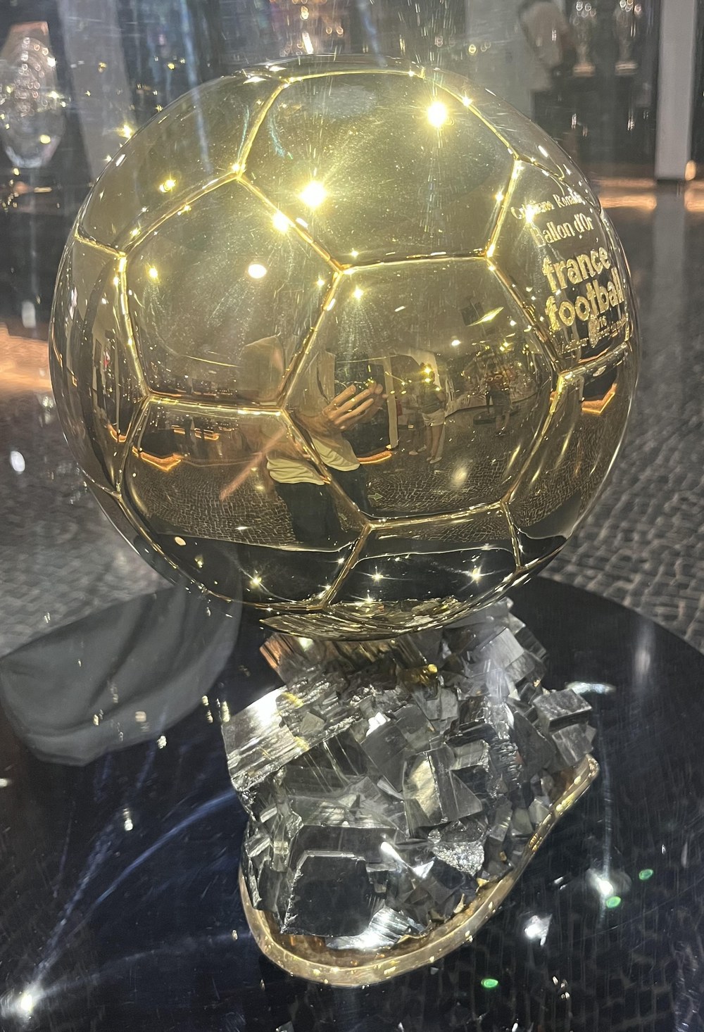 The Ballon d'Or trophy on display, the prize at the centre of the 2026 winner leak from the official website