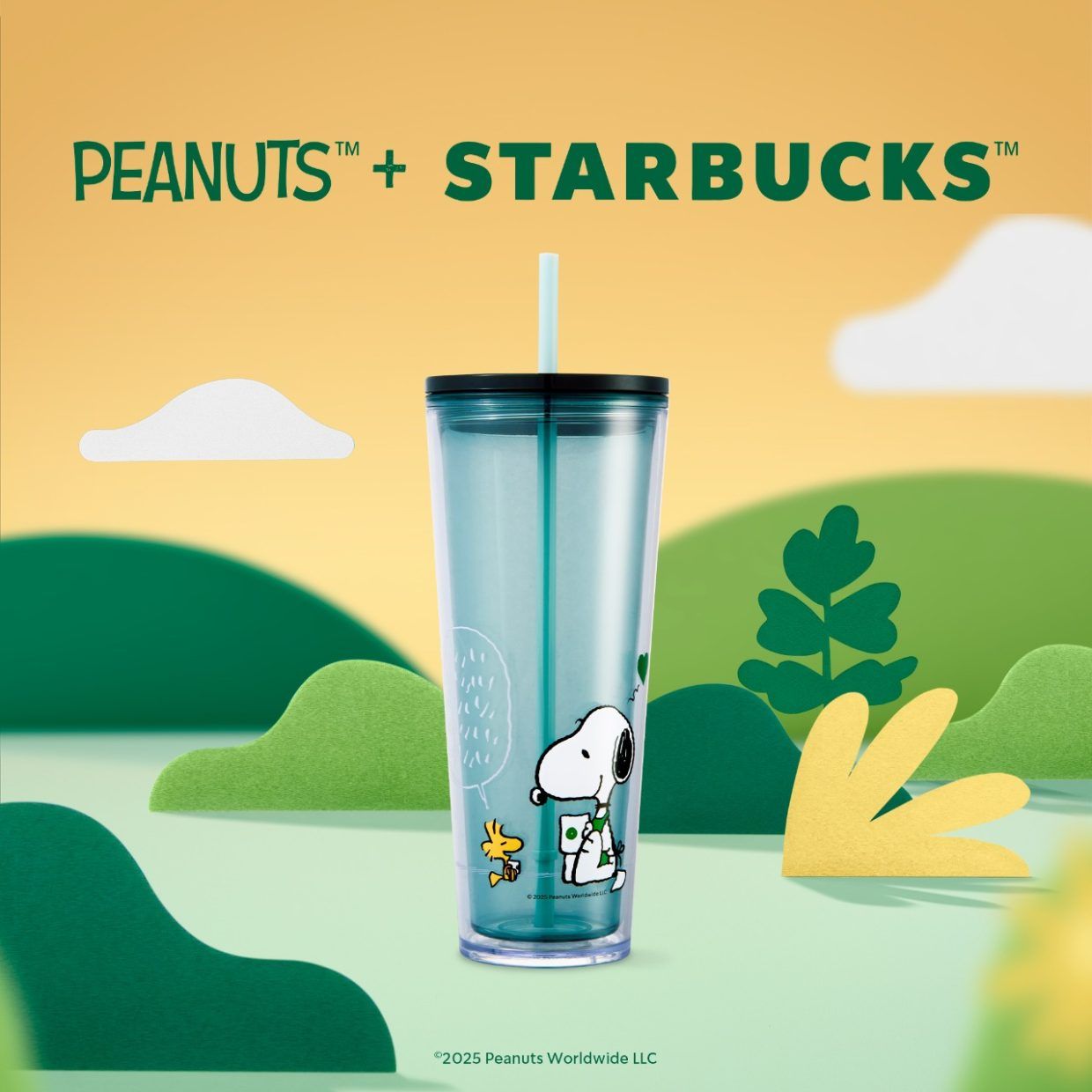 Snoopy-themed Starbucks drinkware from the brands' collaboration