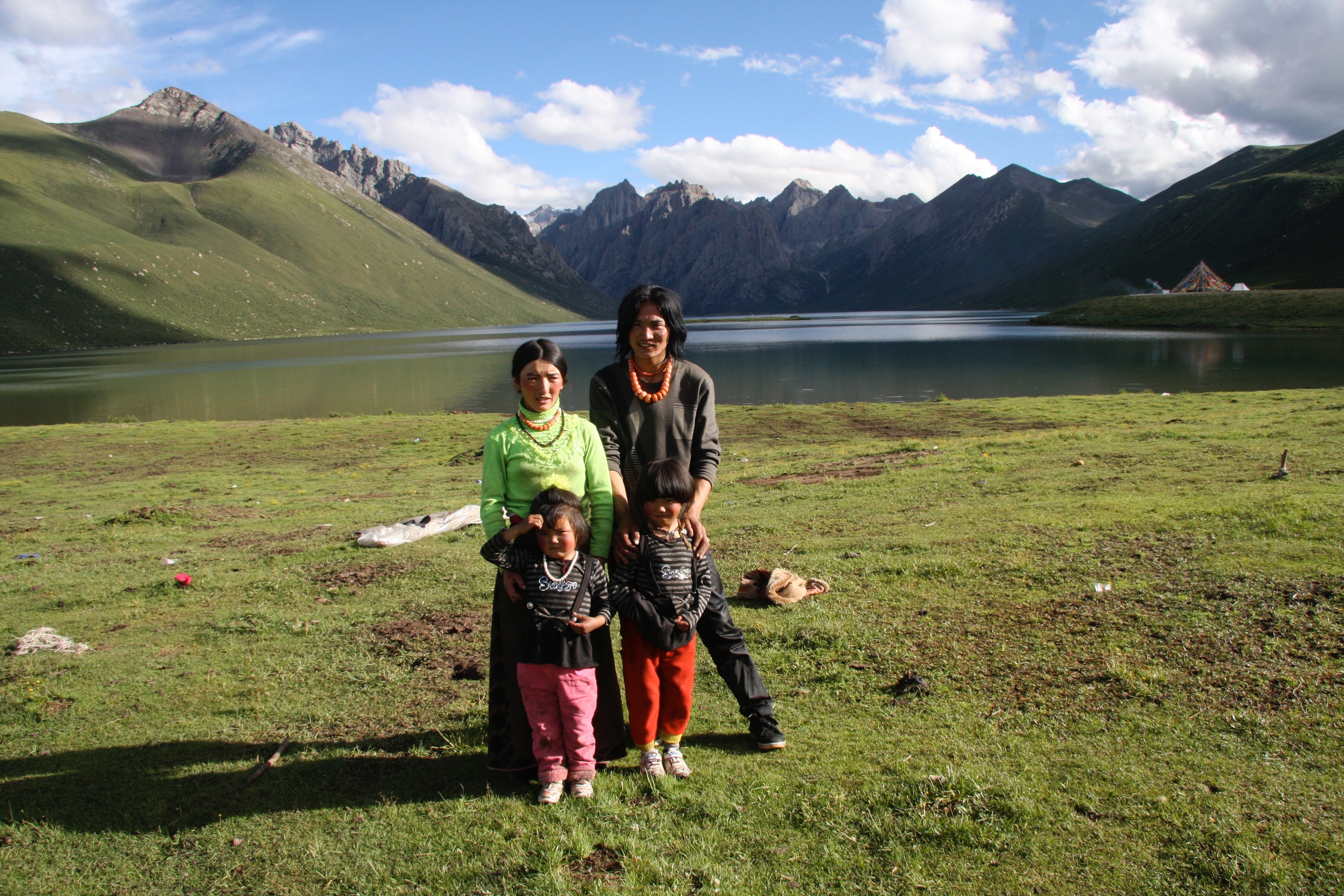 Nagqu earthquake damage casualties — nomadic Tibetan herding family on the plateau, file photo