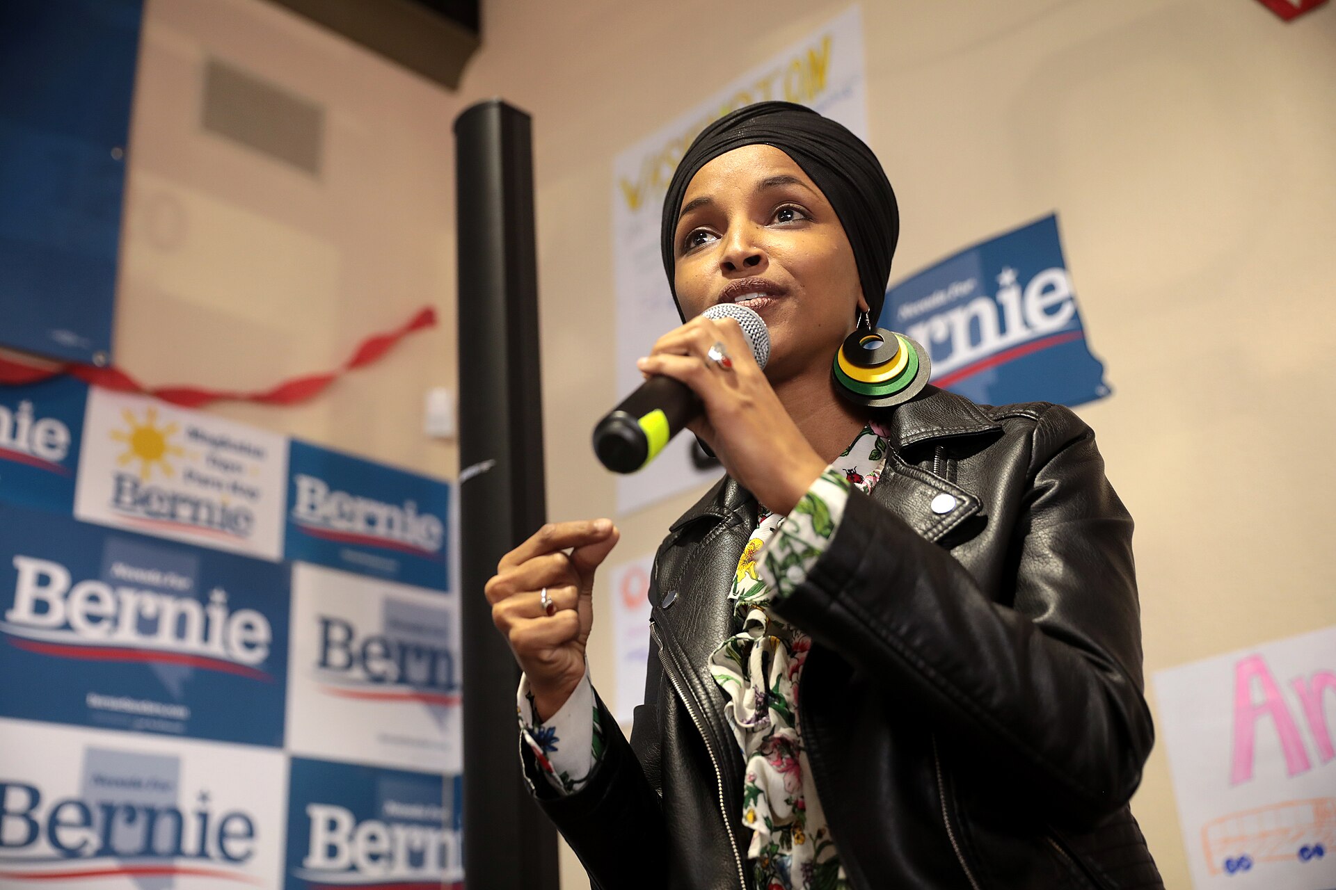 Ilhan Omar speaking at a campaign event in February 2020 — file photo