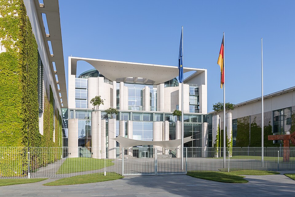 The eastern facade of the German Chancellery in Berlin