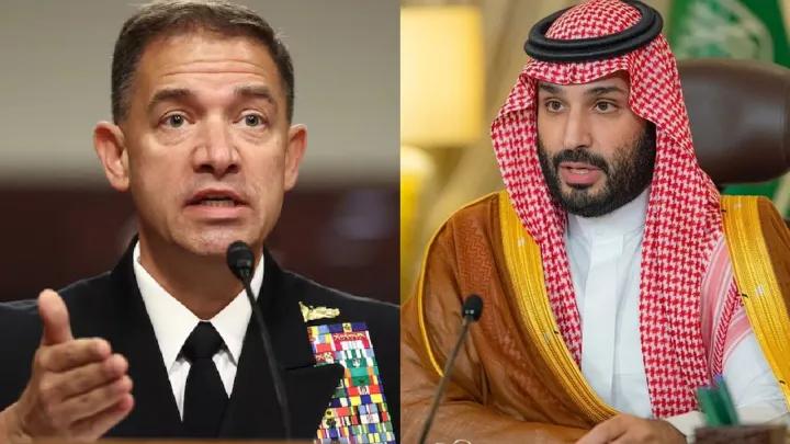 Saudi Crown Prince Mohammed bin Salman meeting a United States military official