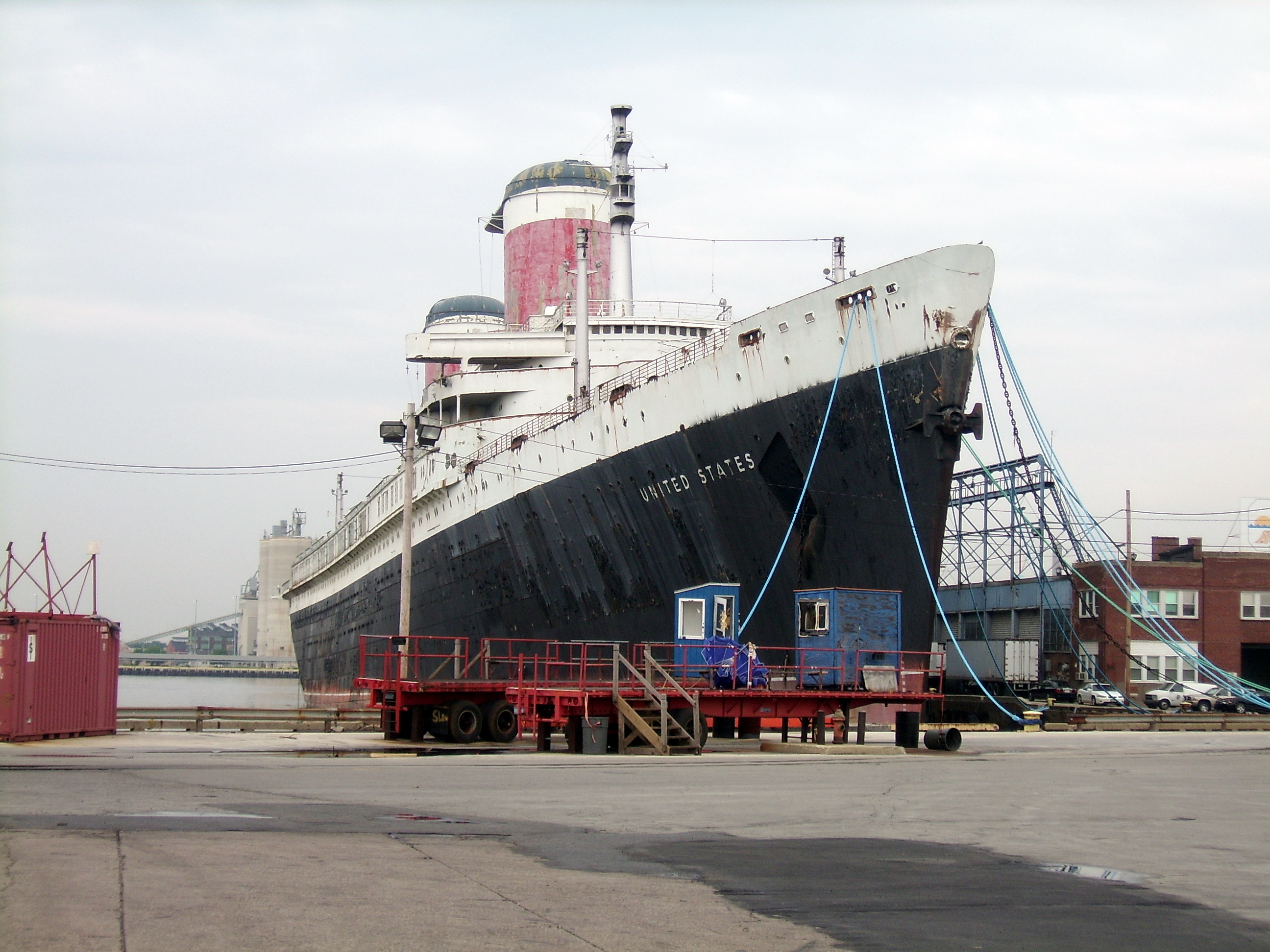The SS United States at her Philadelphia berth