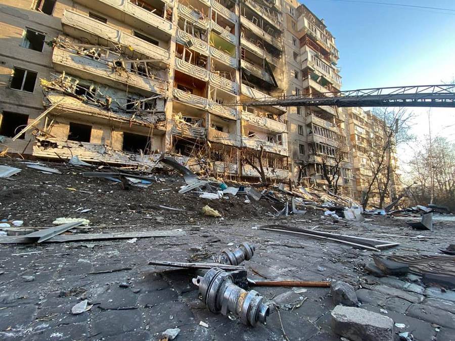 Damaged house in Kyiv's Podilskyi District after shelling; file photo for the September 27, 2026 Russia daylong drone strikes Ukraine as Russian attacks hit Kyiv districts
