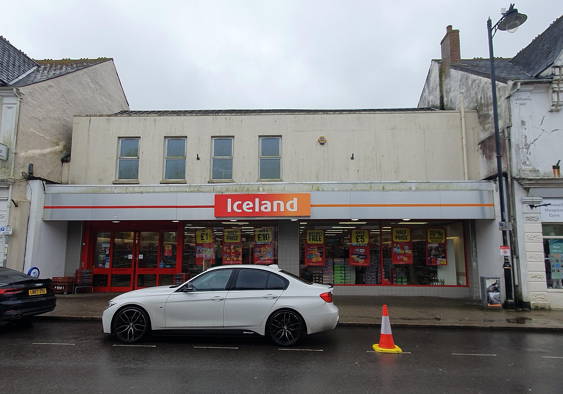 An Iceland supermarket storefront in Camborne, Cornwall — the chain reported tinned food sales up 40 percent over the weekend after the stock up call