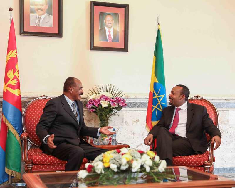 Abiy Ahmed and Isaias Afwerki during reconciliation before the Ethiopia Eritrea invasion 2026 crisis
