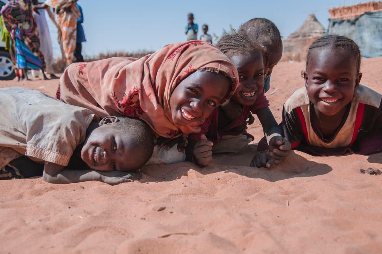 Children at the Zamzam camp for displaced people in North Darfur, Sudan, illustrating the Sudan famine Darfur Kordofan IPC alert