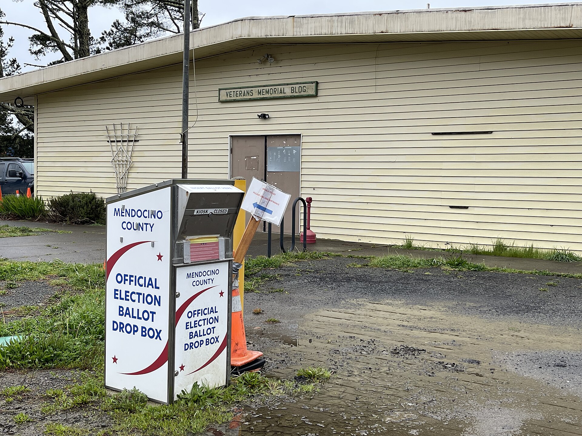 An official election ballot drop box in Mendocino County, California — file photo for the DOJ sues California voter rolls ballots case