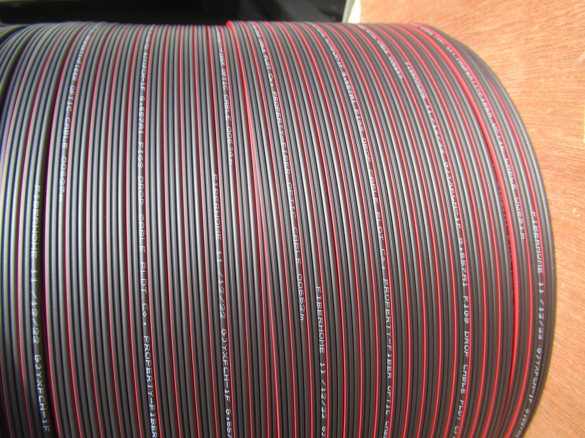 A bundle of optical fiber cables close up — file photo