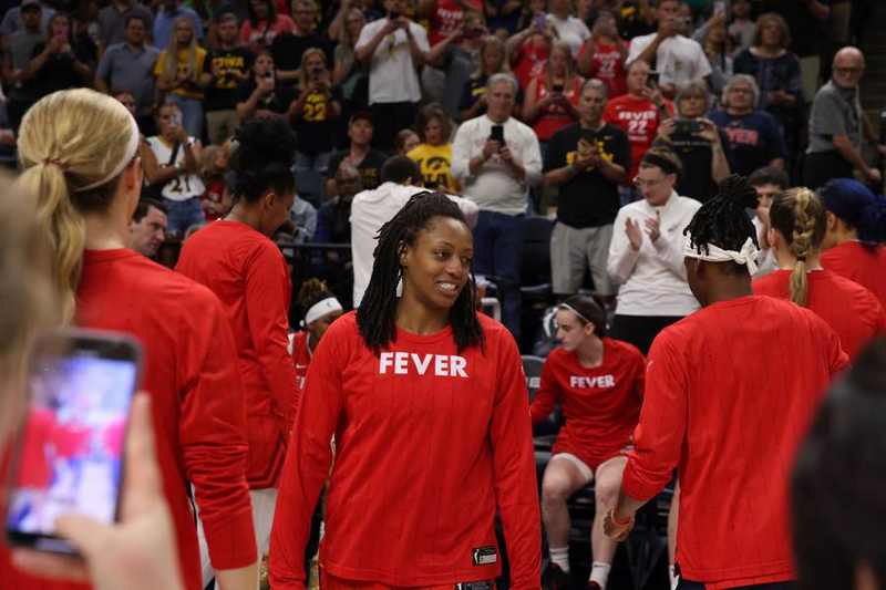 Kelsey Mitchell with Indiana Fever teammates before her 2027 WNBA free agency