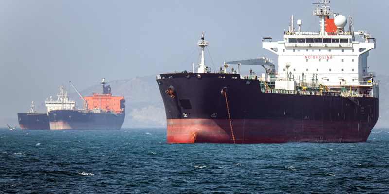 Ships moving through the Strait of Hormuz oil route during the 2026 US Iran war