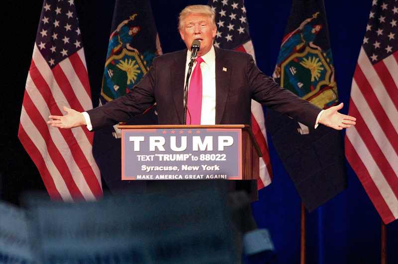 Donald Trump speaks at his April 2016 Syracuse rally, a file photo ahead of the Trump Syracuse rally today