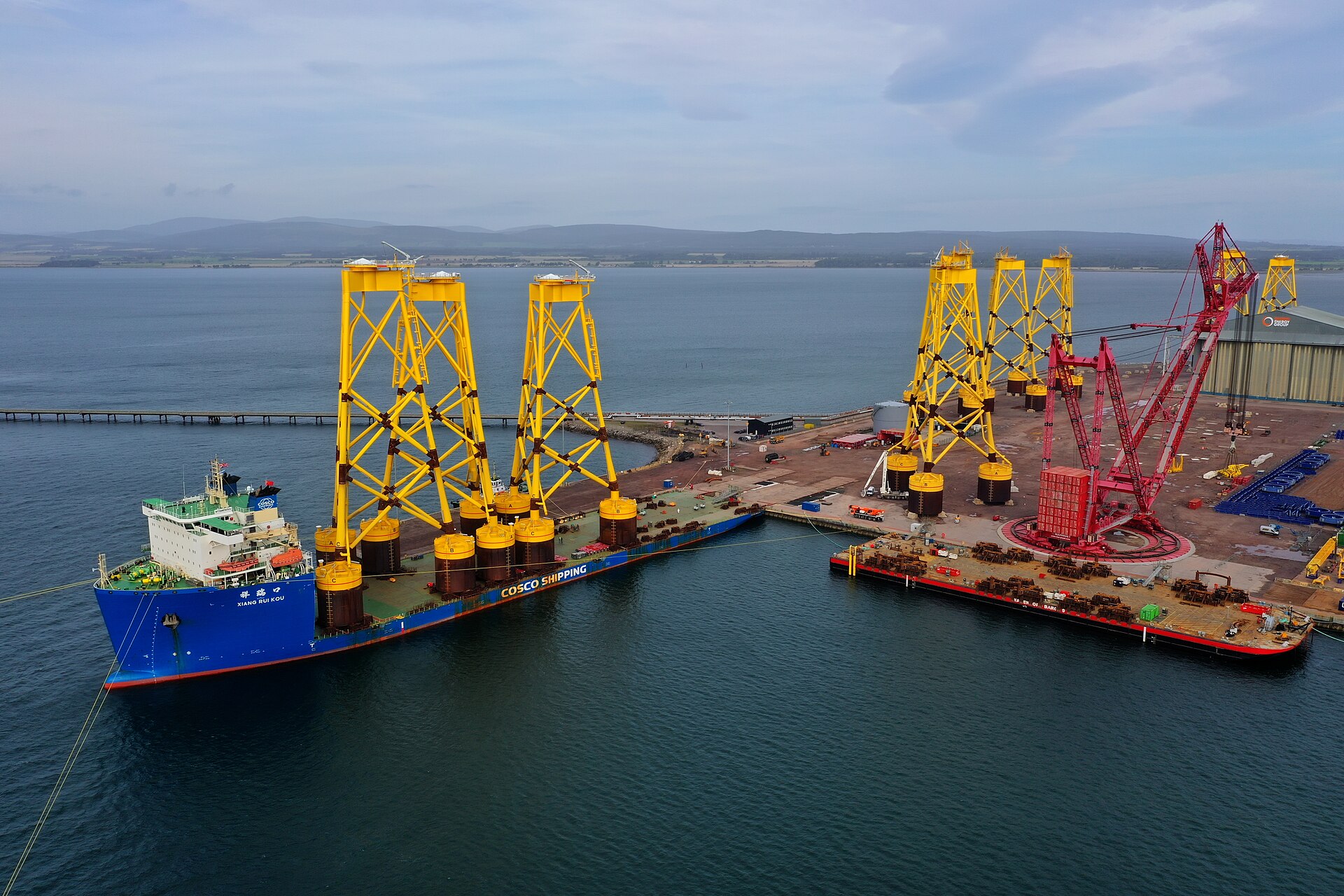 Heavy-lift ship Xiang Rui Kou carrying offshore wind turbine foundations — the imported components at issue in the Section 232 wind probe