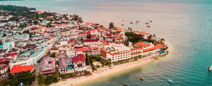 Stone Town waterfront and historic buildings in Zanzibar
