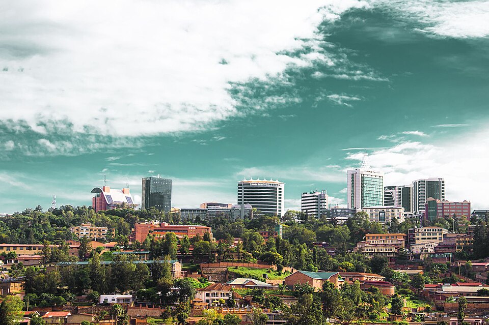 Green hills and urban development in Kigali, Rwanda