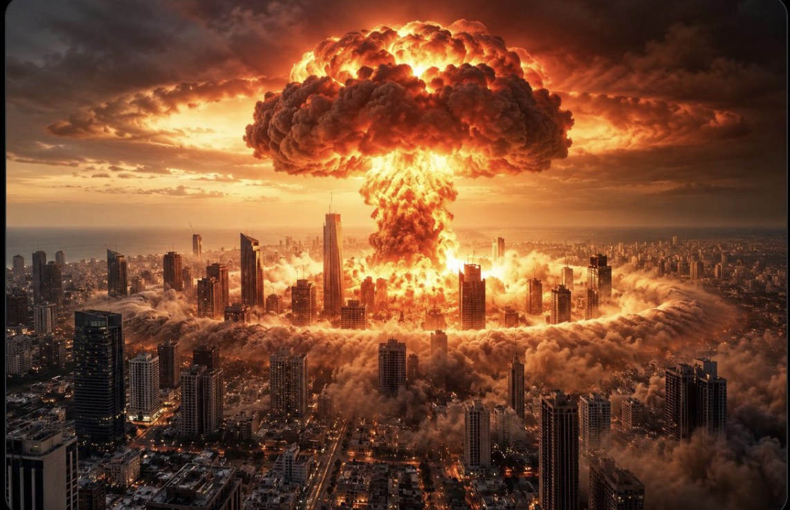 AI-generated image of a nuclear explosion over Tel Aviv posted by Netanyahu, as Israel's election nears and Iran dominates the campaign